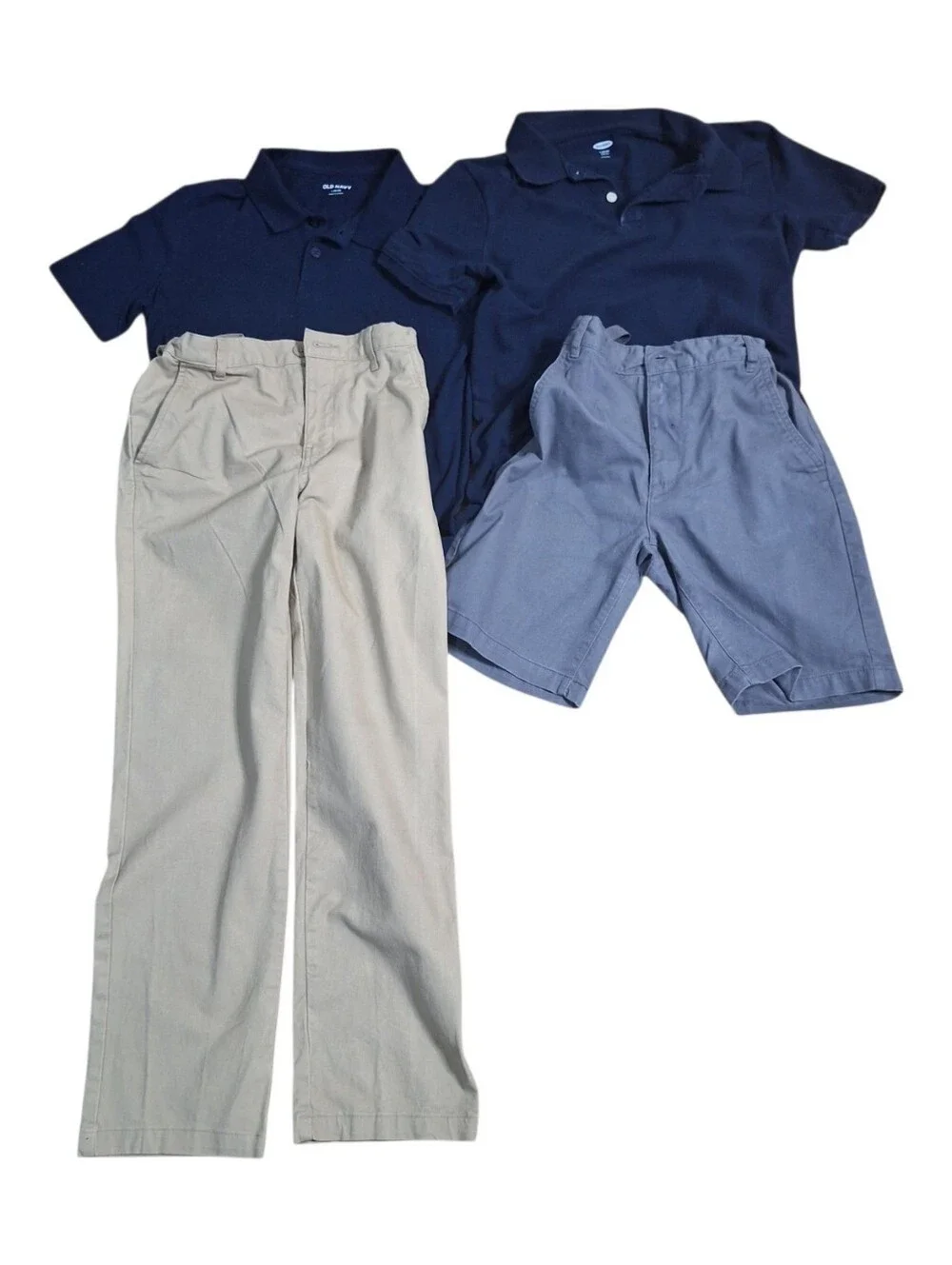 Old Navy School Uniform Lot Size 10/12-12 | 2 Navy Polos, Khaki Pants & Gray Sho